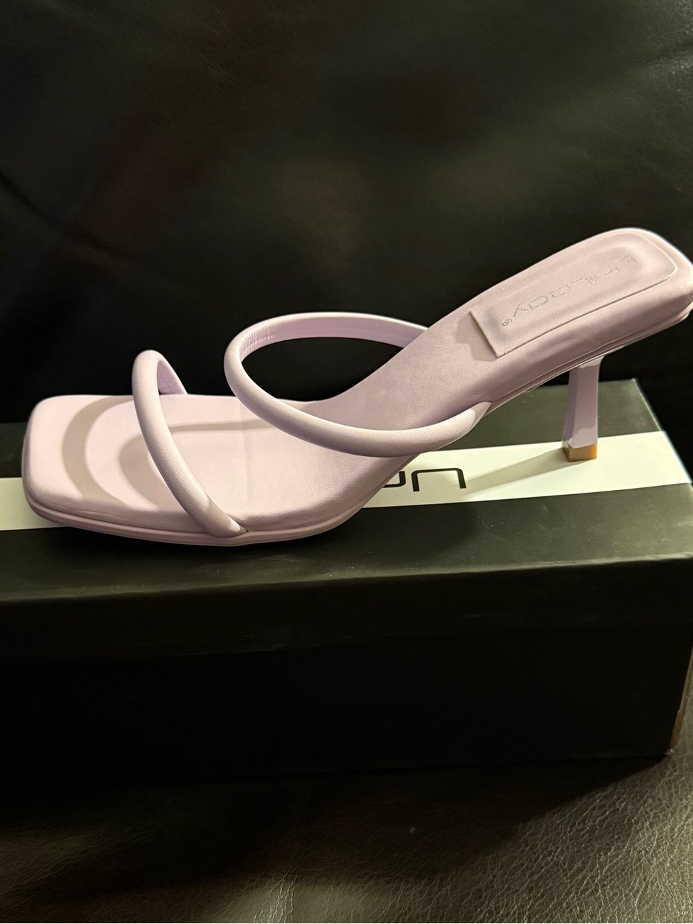 Lilac Double-Strap Square-Toe Heeled Sandal - Women